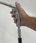 Industrial Style Air Quick Connect Plugs Nipples In Heat Treated Steel One Quarter Inch Male NPT attached to an air tool.