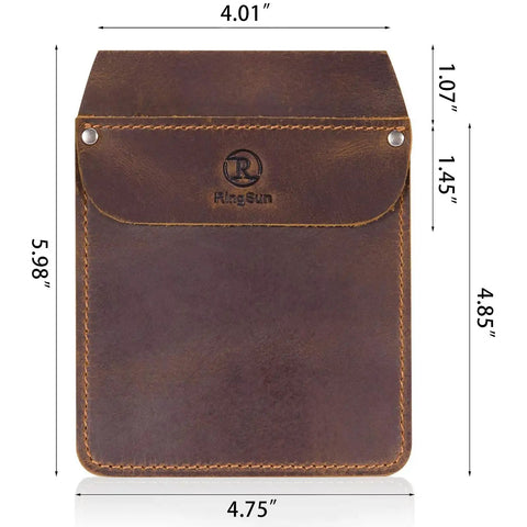 Genuine Leather Pocket Protector for Men Durable Tool Pouch for Jeans and Shirts, brown cowhide, 5.98 x 4.75 inches