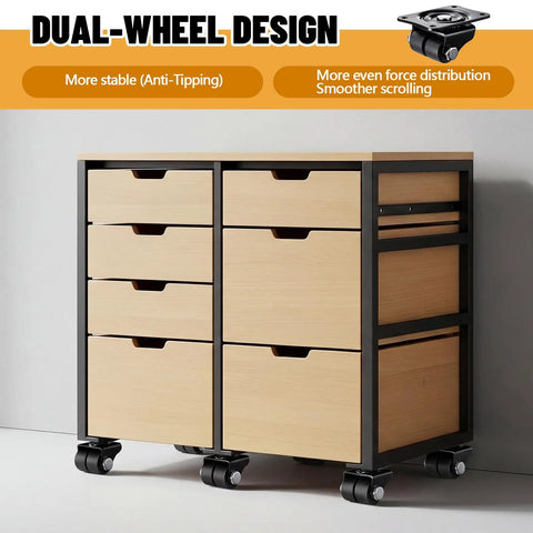 Zero Hassle 8 Pack Heavy Duty 1 Inch Caster Wheels With Low Profile Plate And 360 Degree Swivel Action on furniture drawer unit.