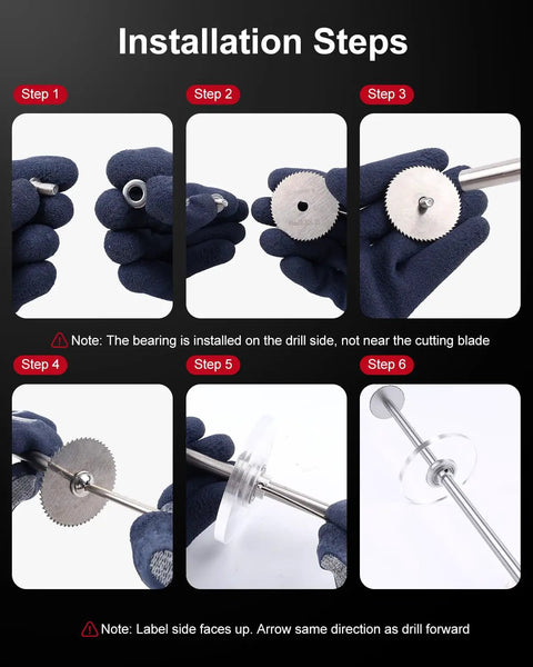 Internal PVC Pipe Cutter Kit With Six Blades And Seven Inch Adjustable Depth Gauge, Diamond Cutting Wheels For Plastic And Metal, Drill Powered Pex Cutter Plumbing Tool For Precise Inside Cuts, DIY Friendly And Ready To Roll installation steps, bearing and blade assembly
