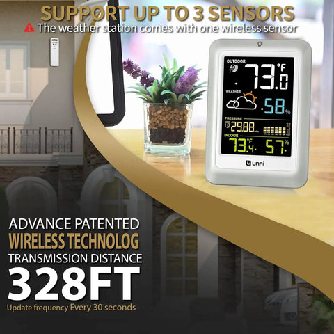All Weather Indoor Outdoor Thermometer With Wireless Sensor 330 Foot Range No Fuss Easy Read Adjustable Backlit Display