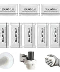 No Sweat Mastic Flex 26 PCS White Waterproof Sealant Clay For Patching Wall Holes Plugging AC Vents And Drainage Pipes Easy Indoor Outdoor Putty Fix With Total Crackdown On Drafts And Water Leaks Every Time - Eight sealant clay packets with label, showing flexible usage.