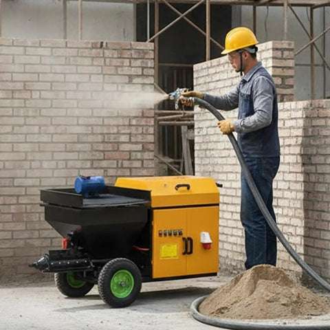 Versatile Cement Mortar Sprayer Machine High Power Plastering Tool For Exterior Structural Repairs Portable Shotcrete Equipment in use.