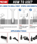 Instructions for using Heavy Duty Screw Extractor Set For Damaged Screws And Stripped Bolts 25 Piece CR MO MultiSpline EZ Out Style.