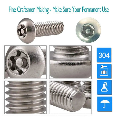 Anti Theft License Plate Screws Set in rust resistant stainless steel featuring tamper proof security bolts for license plates and frames.