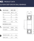 Technical diagram of 4 Pack 6001 2RS Deep Groove Ball Bearings 12 By 28 By 8 Mm With Double Rubber Seals Pre Lubricated.