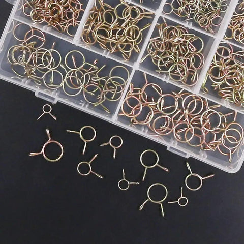 Heavy Duty Fuel Line Hose Clamp Kit 250 Pieces With 10 Sizes From 5mm To 14mm Iron Zinc Plated Clips
