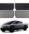 Tesla Cybertruck 2025 roof sunshade set; four panels (two solid black, two mesh) heat-insulating interior accessory