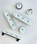Blue Starfish Cabinet Pulls 4 Pack Center To Center Three Quarter Inch Silver Nautical Drawer Handles with 3D Starfish Design