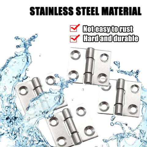 Hella Corrosion Resistant 1 Inch Stainless Steel Mini Folding Butt Hinges For Cabinets And Furniture Badass Strength Metal Hardware No Drama Mounting Slick Operation 30 Pack with water splashes.