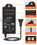 Low Voltage Torch Landscape Lights With Timer Transformer And Connectors, IP65 waterproof adapter with US plug for pathway lights