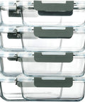 Stacked Eight Pack 30 Oz Glass Meal Prep Containers with Airtight Lids, ideal for storage and meal prep, shown with lids on