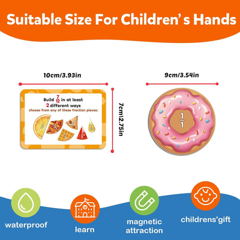 Hands On Magnetic Fraction Tiles And Circles Set With Bars For Montessori Math Manipulatives size comparison and features