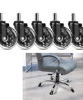 Heavy Duty Office Chair Wheels Roller Blade Casters Rubber Caster Set Of Five in black for smooth gliding under a chair
