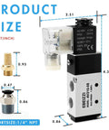 Diagram of 5 Port 2 Position Pneumatic Solenoid Valve Pilot Operated 5/2 Valve With Dual-Voltage DC12V/DC24V/AC110V Supply 1/4 Inch NPT
