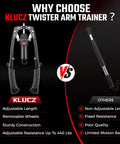 Twister Arm Trainer Hydraulic Grip Strengthener, adjustable with removable wheels, resistance 22 to 440 lbs, sturdy design.