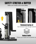 2-In-1 Toe Jack Lift With 5 Ton Top Saddle And 2.5 Ton Claw Low Profile Hydraulic Lift Jack showing safety features
