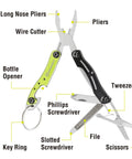 Ascend 9 In 1 Multi Tool With TSA Compliance No Knife Under 7 Inches Includes Long Nose Pliers Wire Stripper Bottle Opener Scissors