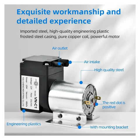 Heavy Duty 12V Or 24V Electric Diaphragm Vacuum Pump With Automatic Control For Negative Pressure Fluid Transfer And Sewage Suction Super Reliable Performance For Various Industrial Tasks