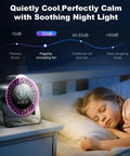 Rechargeable Desk Fan With 100 Speed Stepless Control LED Display And Night Light 7 Blades 12 Hour Battery by bedside