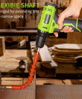 12V Cordless Drill Set With Battery And Charger, LED Work Light, 3/8 Inch Keyless Chuck used with flexible shaft in narrow space