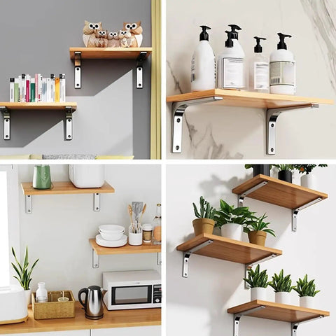 Stainless Steel L Brackets For Wall Shelves Heavy Duty Floating Shelf Supports Rust Resistant on modern wooden shelves.