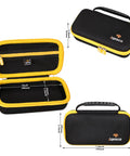 Aproca hard-shell case for Fluke infrared thermometer accessories; black with yellow zipper and carry handle; case only.