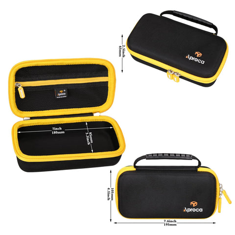 Aproca hard-shell case for Fluke infrared thermometer accessories; black with yellow zipper and carry handle; case only.