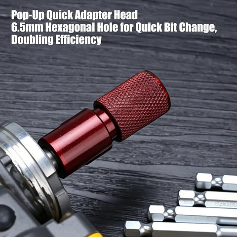 Versatile Carbon Steel Drill And Angle Grinder Converter Quick Release Attachment in red with hexagonal adapter