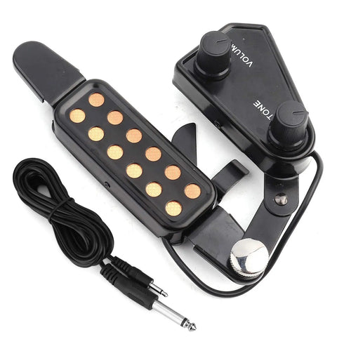 12 Hole Magnetic Sound Hole Acoustic Guitar Pickup With Volume And Tone Control And Tuner Kit Easy Install Includes Cushion