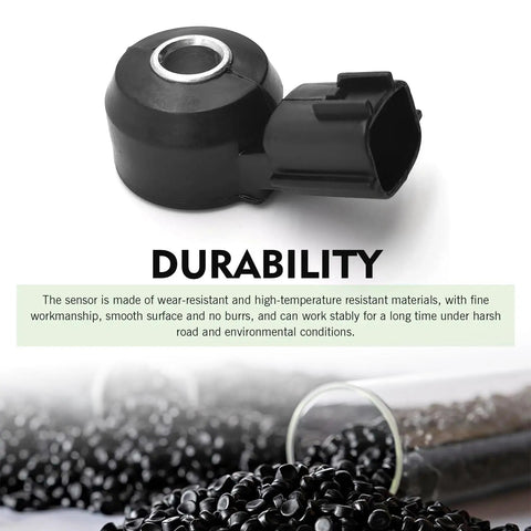 Plug And Play Ignition Knock Sensor Replacement For Car Engine Detonation Detection Fits Most Vehicles Direct Oem Style With Two Pin Connector Black Color That Gets Your Ride Back In Top Shape, black plastic sensor close-up
