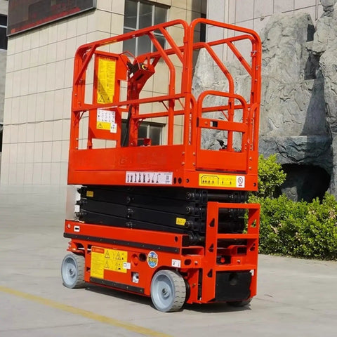 No Nonsense Hydraulic Lift Platform And Heavy Duty Warehouse Stacking Table Built Like A Tank, shown in bright orange, designed for cargo operations.