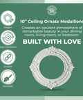 10 Inch White Polyurethane Ceiling Light Trim Medallion For Recessed Lighting, Ultra Lightweight Yet Durable, Crack Resistant Finish
