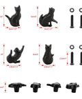 Four Pose Cat Cast Iron Drawer Knobs For Dresser Cabinet Wardrobe And Bookcase Vintage Kitty Pull Handles black 5cm, with screws
