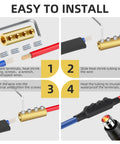 Installation steps for 10 Pack 6-10 AWG Wire Connector Kit With 80 Amp Quick Wiring Terminals, Splice Connectors, and Heat Shrink Tubing