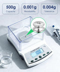 Heavy Duty 500G Lab Scale With 0.001G Readability And Windshield Digital Analytical Balance For Jewelry And Tiny Parts RS232 Data Output