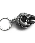 Dope 3D Skull Motorcycle Keychain Pendant For Bikers with detailed metal skull design and key ring attachment.