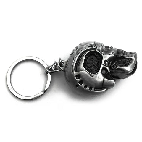 Dope 3D Skull Motorcycle Keychain Pendant For Bikers with detailed metal skull design and key ring attachment.