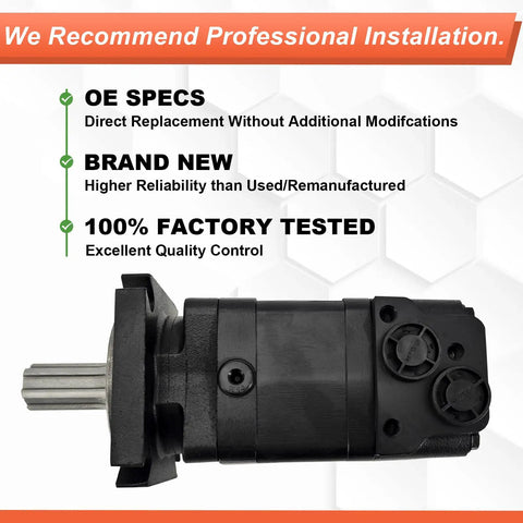 HMK 400 Hydraulic Motor Replacement for Agt ECSSCT72 Trencher showing OE specs and factory tested quality.