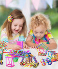 Children playing with 1054 Pieces Building Blocks Set For Creative STEM Learning Interlocking Construction Toy Kit For Kids