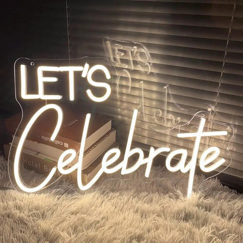 Celebrate LED Neon Sign for Wall Decor Indoor Bedroom Home Glow Up Light Up Sign Large Backdrop 23.6 Inch Warm White Flex Neon Lights