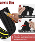 Instructions for using 6 Ft Floor Cable Cover With Three Large Cord Channels For Wires On The Floor Beefy Heavy Duty PVC Duct