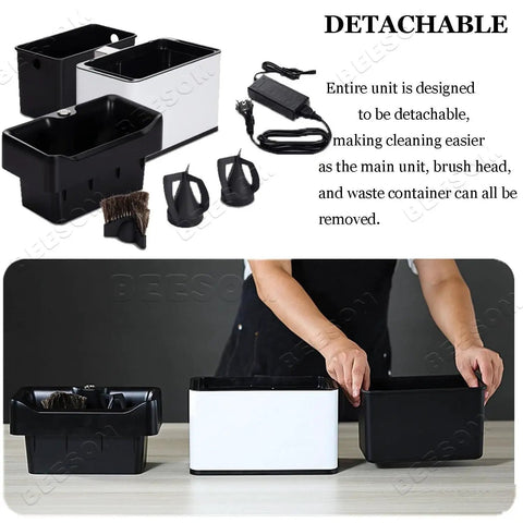 Hustle Free Automatic Puck Shooter Knock Box Kills Coffee Residue Fast, detachable parts for easy cleaning and usage next to coffee station.