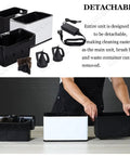 No Sweat Heavy Duty Electric Portafilter Knock Box And Espresso Grounds Rinser, 3 Liter splash guard and removable parts shown.