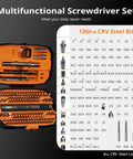 Open compact 155 in 1 mini electric screwdriver cordless set showing bits and tools, ideal for PC, PS5, iPhone repairs.