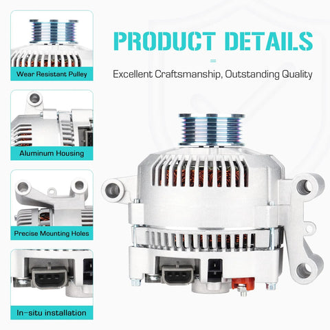Heavy Duty Alternator Replacement Fits Ford Ranger And Related SUVs 4.0L 1996-2000 with aluminum housing and mounting holes