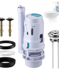 3 Inch Dual Flush Valve Replacement Kit With Top Push Button For Two Piece Toilets Includes Tank To Bowl Gasket And Bolts