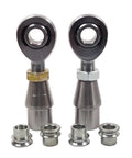 Beefy Chromoly Panhard Bar Kit With 1/2-20 Thread, 1/2-3/8 HMS Rod Ends, Bung.065, Includes Right And Left Hand Rod Ends, Two Pair High Misalignment Spacers, 4130 Steel Body, Race-Grade Build For Street And Track. close-up of rod ends and spacers