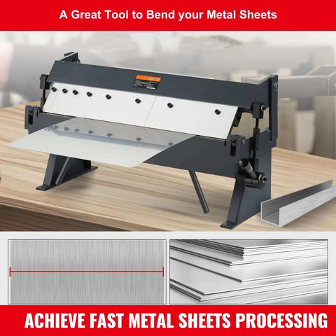 24 Inch Box And Pan Brake Metal Bender 0 To 130 Degree Sheet Metal Tool Portable Bend Press for 20 Gauge Steel and 14 Gauge Aluminum