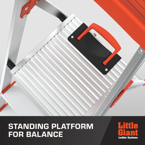 Flip N Lite 6 Foot Aluminum Stepladder With Full Size Standing Platform And Easy Release Handle For Quick Setup No Pinching And Lightweight Home And Job Site Ladder For Reaching High Areas, standing platform